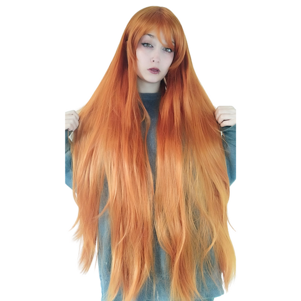 Peruca Cosplay Fantasia Carnaval Halloween Laranja Lisa