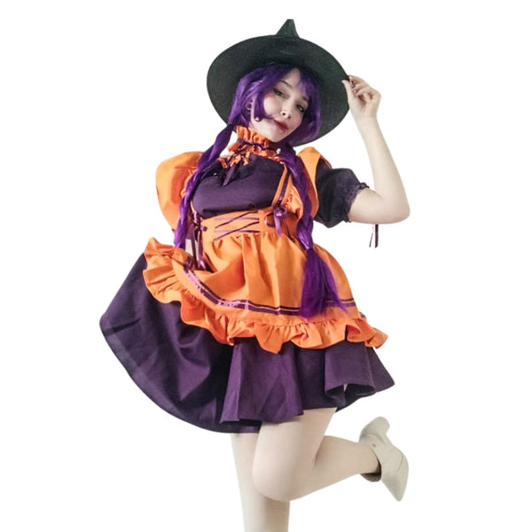Cosplay Fantasia Lolita Maid Bruxa Halloween + Chapeu