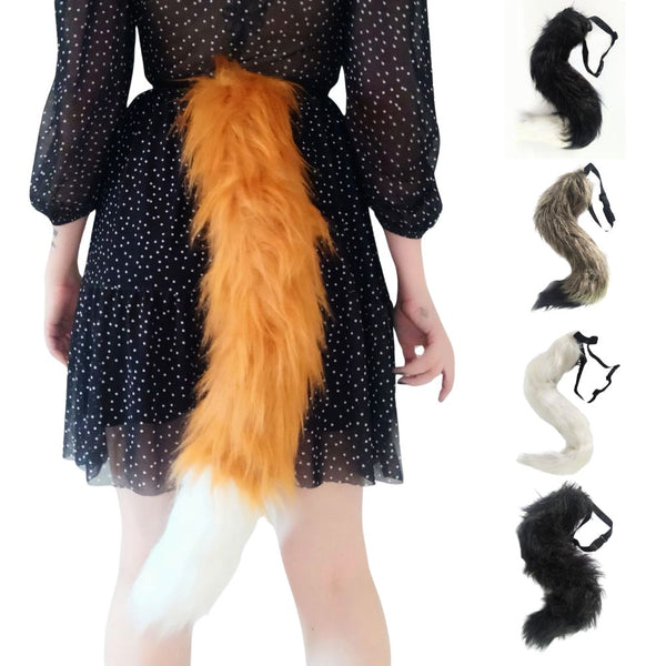 Rabo Cauda Cosplay Fantasia Gato Gatinho Pelúcia Raposa Carnaval 60 Cm