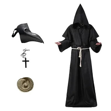 Cosplay Fantasia Plague Doutor Peste Negra Steampunk Completo com Máscara PU