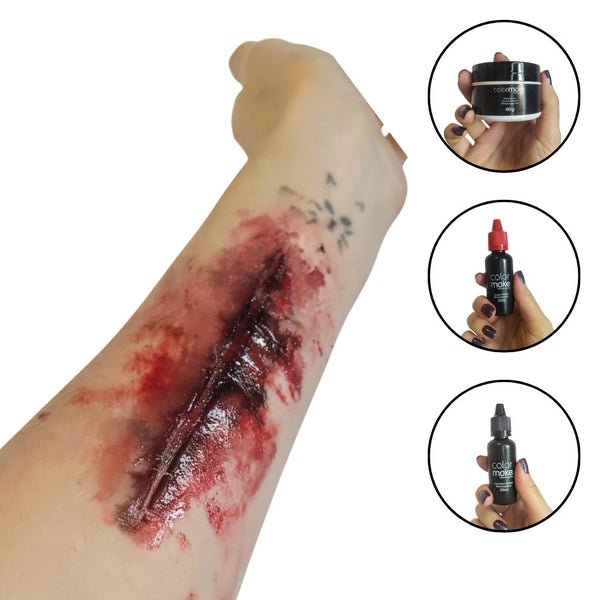 Kit Maquiagem Artistica Halloween Sangue Falso Artificial