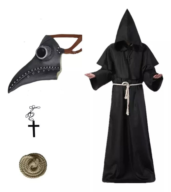 Cosplay Fantasia Plague Doutor Peste Negra Steampunk Completo com Máscara Latex