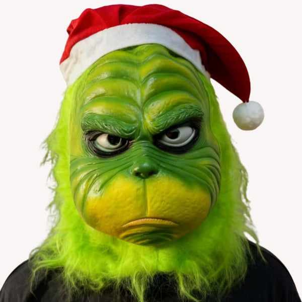 Máscara Cosplay Fantasia Natal Grinch Latex + Luvas + Chapéu
