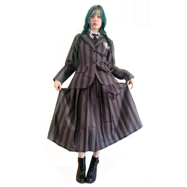 Cosplay Fantasia Wednesday Wandinha Vandinha Addams Uniforme Escolar Netflix