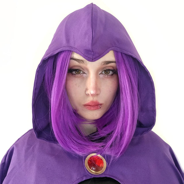 Peruca Cosplay Fantasia Ravena Jovens Titãs em Acão