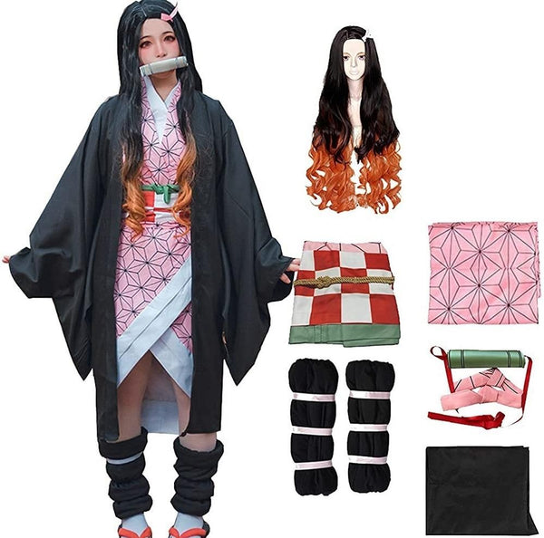 Cosplay Fantasia Nezuko Completo + Peruca Infantil