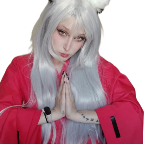 PERUCA COSPLAY FANTASIA CARNAVAL HALLOWEEN PRATA 80 CM LISA