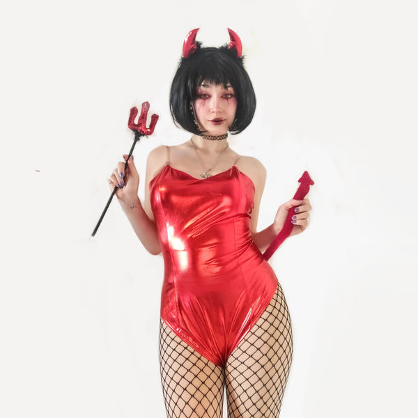 Fantasia Halloween Feminina Adulto Diabo Diabinha 3pçs