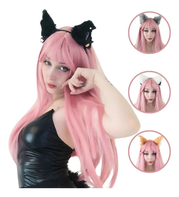 Orelha Gato Pelucia Com Guizo Kawaii